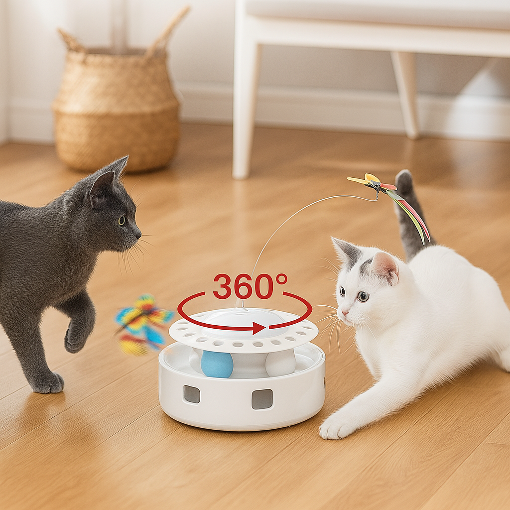 3-in-1 Automatic Cat Toy - Butterfly, Feather & Ambush Modes