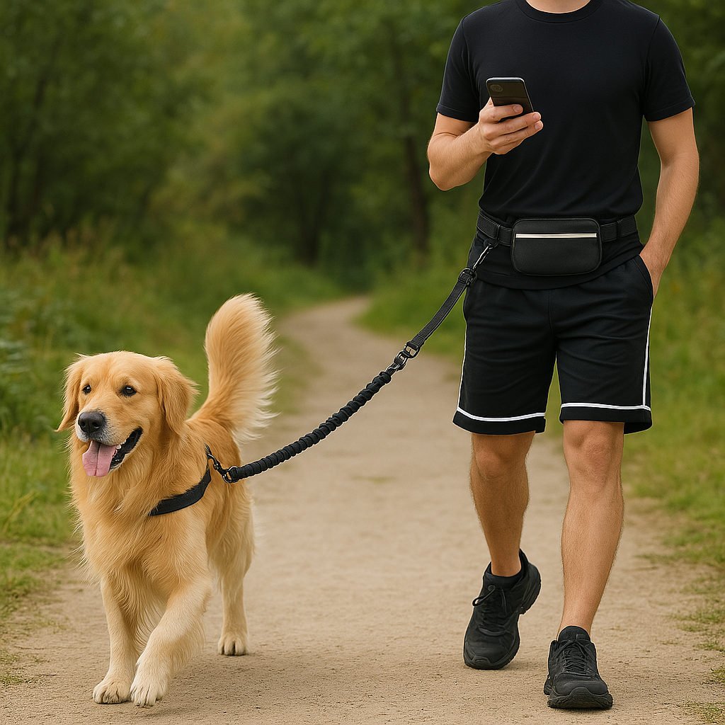 Hands-Free Dog Leash - Dual Padded Handles with Zipper Pouch for Small Dogs