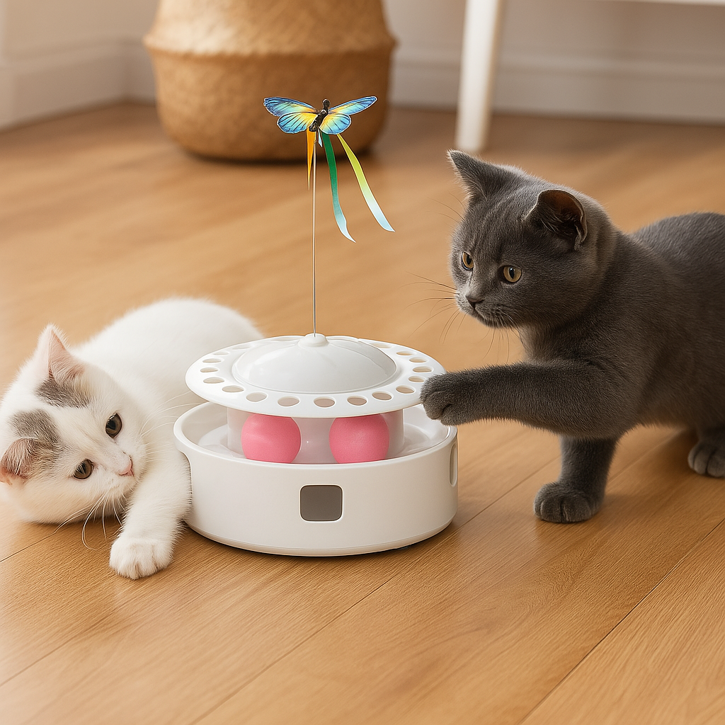 3-in-1 Automatic Cat Toy - Butterfly, Feather & Ambush Modes