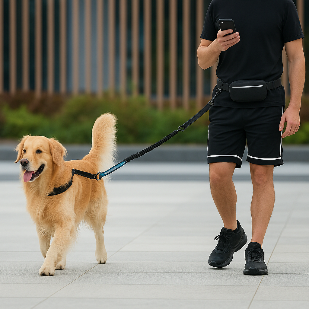 Hands-Free Dog Leash - Dual Padded Handles with Zipper Pouch for Small Dogs