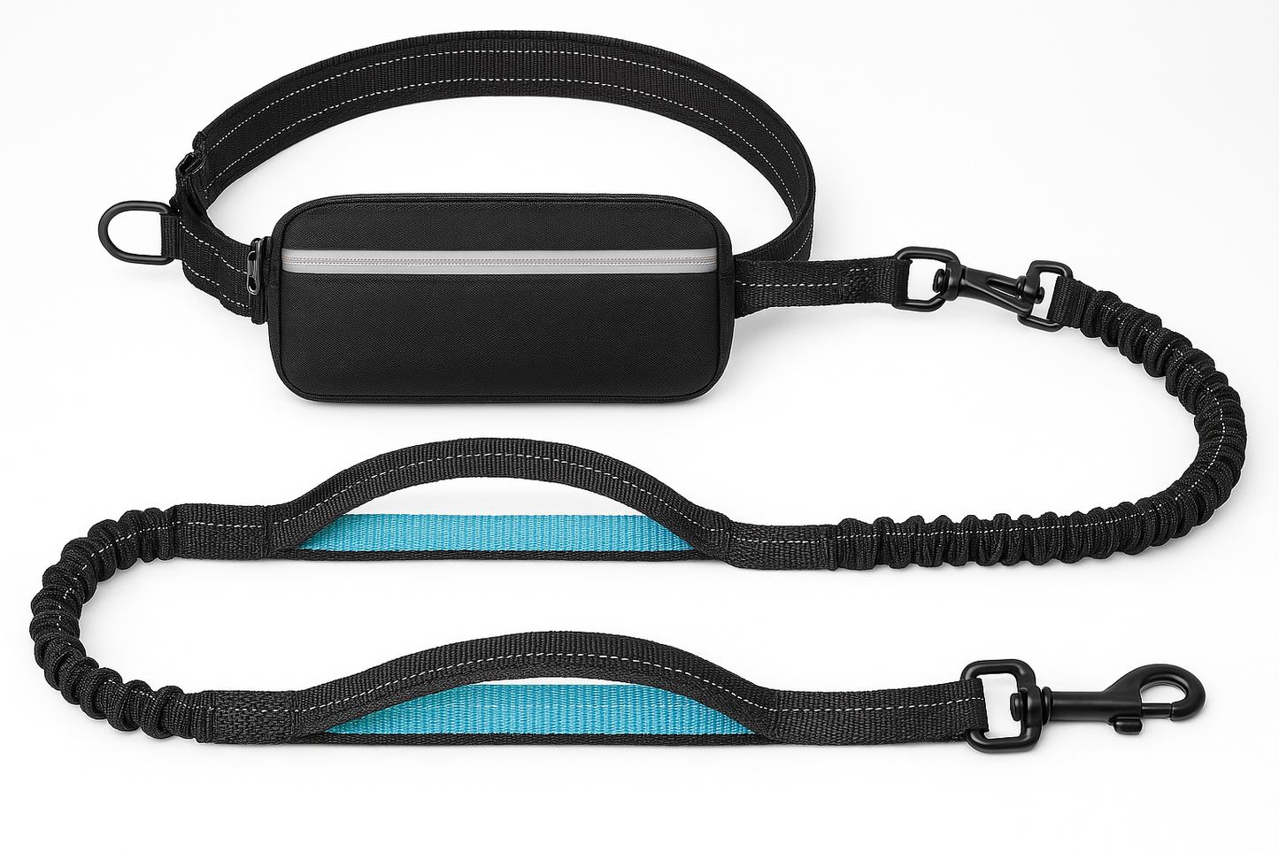 Hands-Free Dog Leash - Dual Padded Handles with Zipper Pouch for Small Dogs
