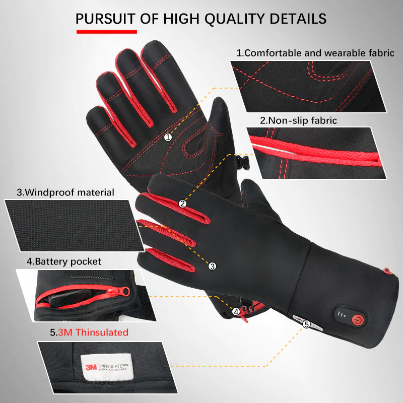 Heated Glove- Rechargeable Electric Finger Touch Screen Thin Heated Gloves Liners