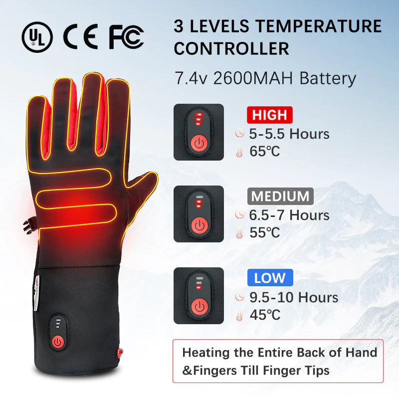 Heated Glove- Rechargeable Electric Finger Touch Screen Thin Heated Gloves Liners