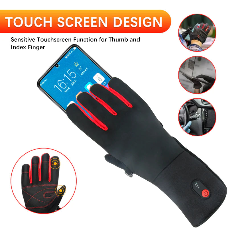 Heated Glove- Rechargeable Electric Finger Touch Screen Thin Heated Gloves Liners