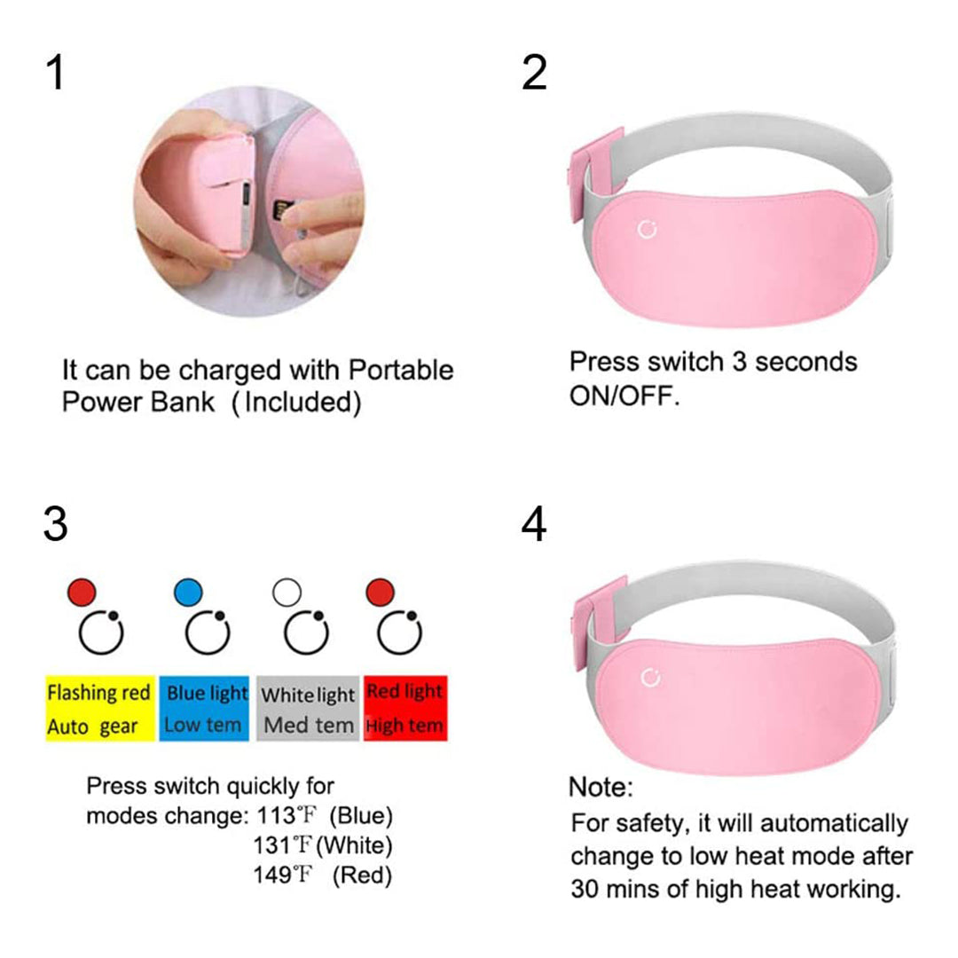 3-in-1 Heated Massage Belt for Menstrual Cramps Relief, Back, and Relaxation
